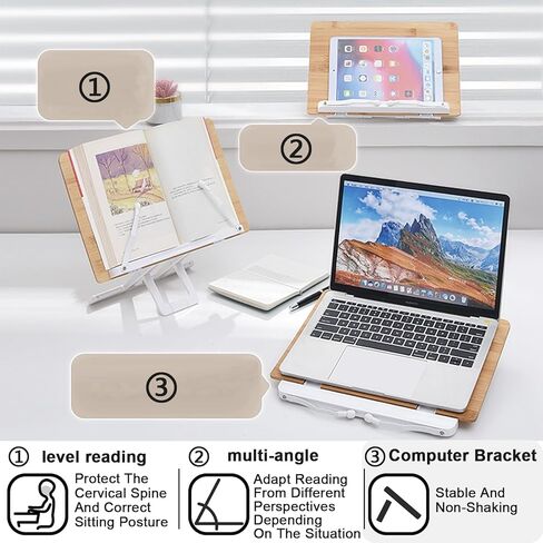 TAROTKIN Book Stand,Book Holder,Book Holders for Reading Hands Free,with Book Page Holder,Ideal for Use as Cookbook Stand,Music Stand,Book Display Stand,Book Reading Stand,Book Accessories(13.1"X9.1") in Kuwait