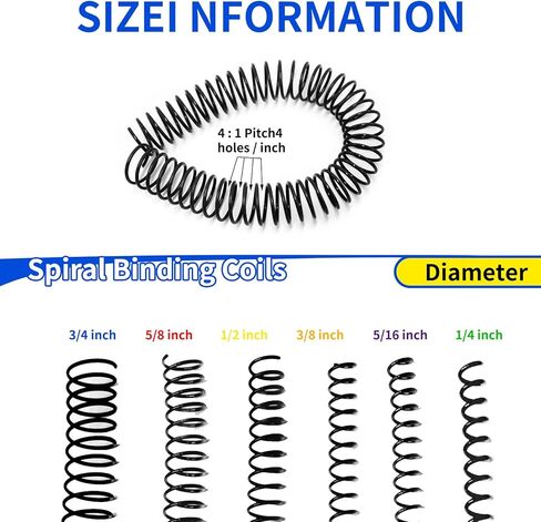 180 قطعة من ملفات الربط الحلزونية البلاستيكية - حلقات حلزونية ملزمة بلاستيكية مقاس 4:1 - أمشاط ربط حلزونية متعددة الأحجام، ملفات أشواك 1/4 5/16 3/8 1/2 5/8 3/4 بوصة (أسود) in Kuwait