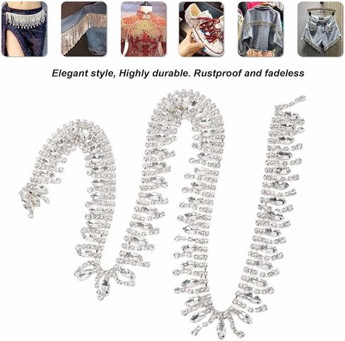 Crystal Rhinestone Chain Applique,Crystal Rhinestones Trim,1 Yard Shiny Rhinestone Chain Trim Applique, AB Fancy Crystal Gems,for Craft Jewelry Wedding Bouquet DIY Decoration in Saudi Arabia
