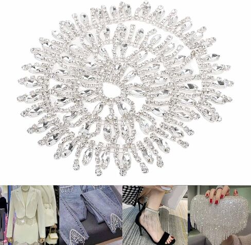 Crystal Rhinestone Chain Applique,Crystal Rhinestones Trim,1 Yard Shiny Rhinestone Chain Trim Applique, AB Fancy Crystal Gems,for Craft Jewelry Wedding Bouquet DIY Decoration in Saudi Arabia