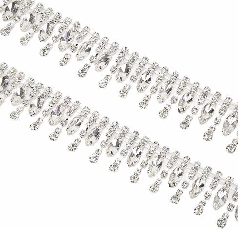 Crystal Rhinestone Chain Applique,Crystal Rhinestones Trim,1 Yard Shiny Rhinestone Chain Trim Applique, AB Fancy Crystal Gems,for Craft Jewelry Wedding Bouquet DIY Decoration in Saudi Arabia