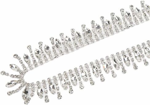 Crystal Rhinestone Chain Applique,Crystal Rhinestones Trim,1 Yard Shiny Rhinestone Chain Trim Applique, AB Fancy Crystal Gems,for Craft Jewelry Wedding Bouquet DIY Decoration in Saudi Arabia