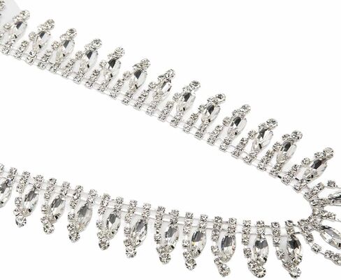 Crystal Rhinestone Chain Applique,Crystal Rhinestones Trim,1 Yard Shiny Rhinestone Chain Trim Applique, AB Fancy Crystal Gems,for Craft Jewelry Wedding Bouquet DIY Decoration in Saudi Arabia