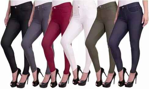 EAG Jeggings للنساء مريح مزيج القطن تمتد طماق تبدو الدنيم Jeggings مع جيوب (متوفر في حجم كبير) in Kuwait