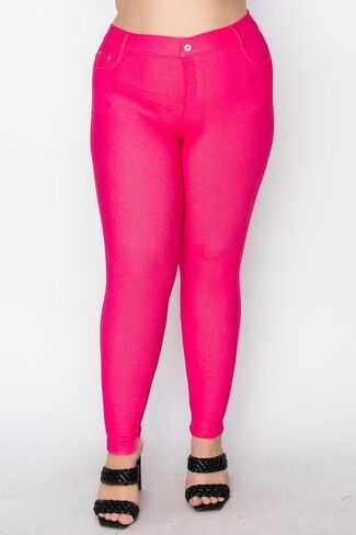 EAG Jeggings للنساء مريح مزيج القطن تمتد طماق تبدو الدنيم Jeggings مع جيوب (متوفر في حجم كبير) in Kuwait