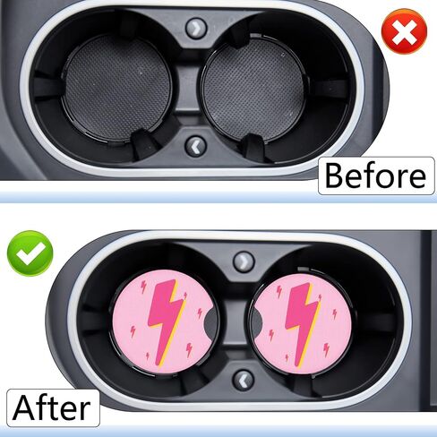 Jupswan سيارة cupholder كوستر ماصة 2 حزمة لطيف الكرتون فتاة تصميم المطاط جديد حامل كأس السيارات صائق اكسسوارات الديكور للنساء الرجال DZ290 in Saudi Arabia