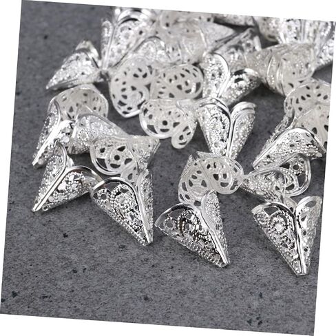 50 Pcs Metal Bead Caps Flower Beads Cap Cone Beads Filigree Beads Cap Metal Flower Cap in Saudi Arabia