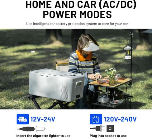 فريزر Alpicool S15 المحمول، ثلاجة 12 فولت، 18 كوارت (16.8 لتر) ثلاجة سيارة تبريد سريع 12 فولت - 4 درجات فهرنهايت ~ 68 درجة فهرنهايت، مبرد سيارة أخضر، 12/24 فولت تيار مستمر و100-240 فولت تيار متردد للأماكن الخارجية، والتخييم، والمركبات الترفيهية، والشاحنات in Kuwait