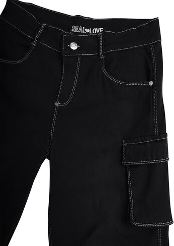 Real Love Girls's Jeans - Wide Leg Flare Cargo Jeans - Boot Cut Bell Bottom Denim Pants - Baggy Blue Jeans for Girls (7-16) in Saudi Arabia