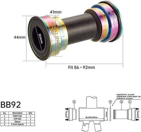 BB92 BB90 BB86 Press Fit Bottom Brackets for Shimano Road Mountain Bike Parts 24mm Crankset BB GXP 22mm Chainset in Saudi Arabia