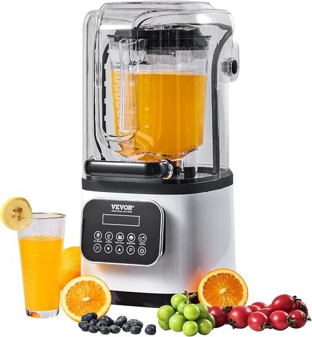 VEVOR 110V Commercial Smoothie Blenders 1.5L/50.7oz 1500W Countertop Silent Blender with Sound Shield, Quiet Blender Self-Cleaning, Includes Multifunctional 2-in-1 Wet Dry Blades, Black in Saudi Arabia