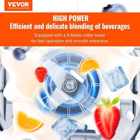 VEVOR 110V Commercial Smoothie Blenders 1.5L/50.7oz 1500W Countertop Silent Blender with Sound Shield, Quiet Blender Self-Cleaning, Includes Multifunctional 2-in-1 Wet Dry Blades, Black in Saudi Arabia