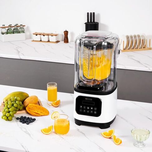 VEVOR 110V Commercial Smoothie Blenders 1.5L/50.7oz 1500W Countertop Silent Blender with Sound Shield, Quiet Blender Self-Cleaning, Includes Multifunctional 2-in-1 Wet Dry Blades, Black in Saudi Arabia