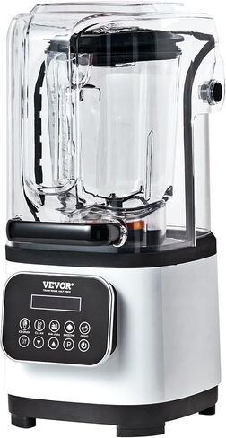 VEVOR 110V Commercial Smoothie Blenders 1.5L/50.7oz 1500W Countertop Silent Blender with Sound Shield, Quiet Blender Self-Cleaning, Includes Multifunctional 2-in-1 Wet Dry Blades, Black in Saudi Arabia