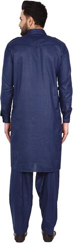 SKAVIJ Men's Tunic Cotton Pathani Kurta Pajama Set Indian Casual Dress Suit in Kuwait