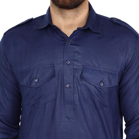 SKAVIJ Men's Tunic Cotton Pathani Kurta Pajama Set Indian Casual Dress Suit in Kuwait