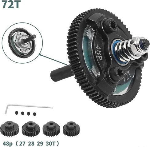 48P 72T تروس نقل من الفولاذ المقوى مع 27T 28T 29T 30T ترس ترس 1/8 بوصة 3.175 مم أجزاء ترقية فتحة لـ Traxxas RC 1/10 2WD Slash Stampede Rustler 2WD Bandit VXL XL-5 F-150 SVT in Kuwait