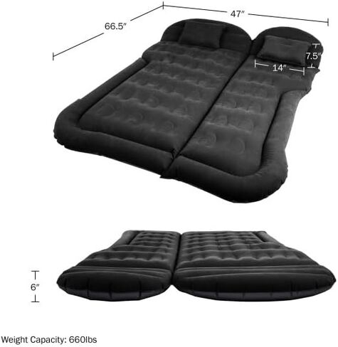 Wakeman Inflatable Mattress - Car Air Mattress for SUV or Tent with Aux Outlet Pump and 2 Inflatable Pillows - Car Camping Gear Outdoors (Beige) in Saudi Arabia