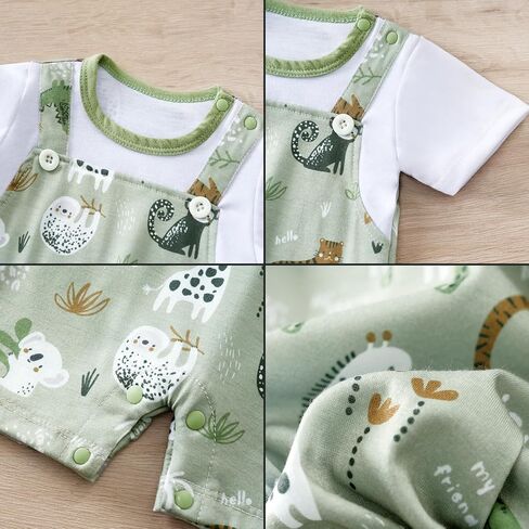 RELABTABY 2-Pack Baby Boys Girls Romper Newborn Cartoon Print Short Sleeve ملابس الصيف in Saudi Arabia