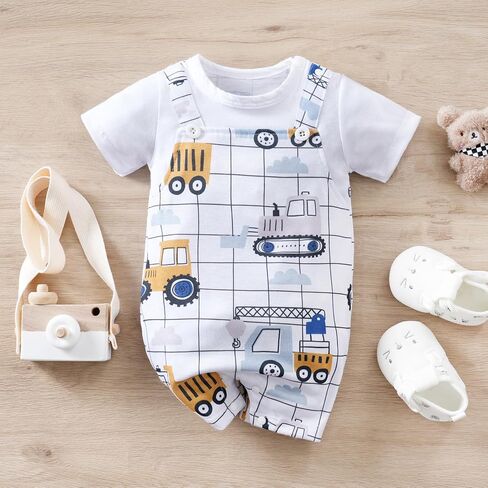 RELABTABY 2-Pack Baby Boys Girls Romper Newborn Cartoon Print Short Sleeve ملابس الصيف in Kuwait