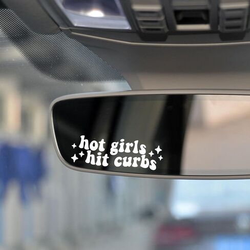 2 x Hot Girls Hit Curbs Vinyl Decal, Water Bottle Sticker, Car Rearview Mirror, Laptop Bumper Sticker, Funny Bumper Sticker, Cute Car Sticker, Car Accessories Gift (5.9 Inches wide, Pink) in Saudi Arabia