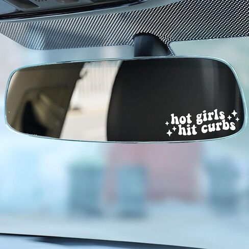 2 x Hot Girls Hit Curbs Vinyl Decal, Water Bottle Sticker, Car Rearview Mirror, Laptop Bumper Sticker, Funny Bumper Sticker, Cute Car Sticker, Car Accessories Gift (5.9 Inches wide, Pink) in Saudi Arabia