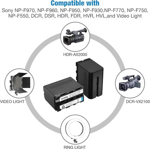 Miady استبدال بطارية سوني NP-F970 لسوني NP-F970 NP-F960 NP-F950 NP-F930 NP-F550 NP-F530 NP-F330 NP-F570 بطارية وسوني Handycam (البطارية (2)) in Kuwait