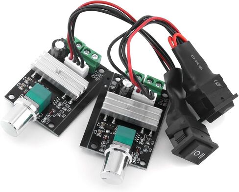 QWORK 6V-28V 3A DC Motor Speed ​​Controller Compact 80W PWM منظم قابل للتعديل مع وظيفة التبديل وكابل 3.94 بوصة حزمة من 3 in Kuwait