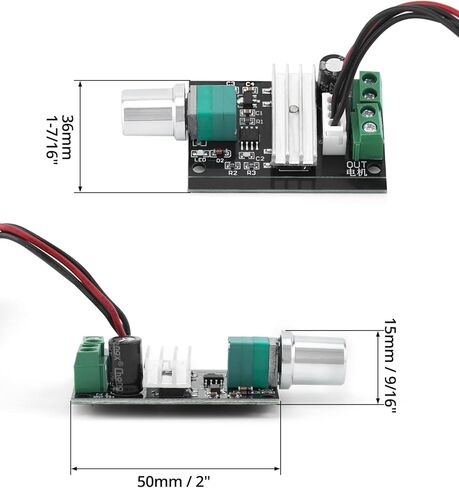 QWORK 6V-28V 3A DC Motor Speed ​​Controller Compact 80W PWM منظم قابل للتعديل مع وظيفة التبديل وكابل 3.94 بوصة حزمة من 3 in Kuwait
