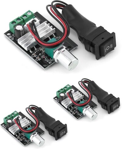 QWORK 6V-28V 3A DC Motor Speed ​​Controller Compact 80W PWM منظم قابل للتعديل مع وظيفة التبديل وكابل 3.94 بوصة حزمة من 3 in Kuwait