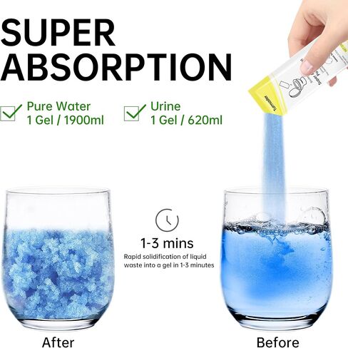 Turmaster Super Absorbent Polymer for Portable Toilet, Degradable Eco Gel for Portable Toilet, Liquid Waste Gelling and Deodorizing Absorbent Emergency Toilet Waste Treatment in Saudi Arabia