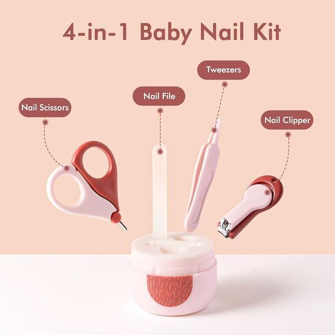 Lucina Baby Nail Kit, Baby Nail Clippers, Scissors, Nail File & Tweezers 4-in-1, Baby Nail Care Set with Cute Bear Case, Manicure and Pedicure Kit for Newborn, Infant, Toddler in Saudi Arabia