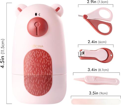 Lucina Baby Nail Kit, Baby Nail Clippers, Scissors, Nail File & Tweezers 4-in-1, Baby Nail Care Set with Cute Bear Case, Manicure and Pedicure Kit for Newborn, Infant, Toddler in Saudi Arabia