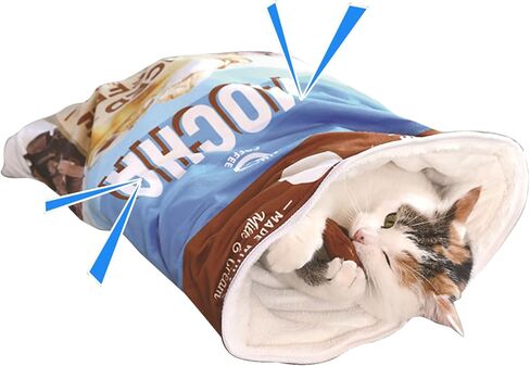 حقيبة نوم للقطط من HSSZXFR، سرير مريح لنوم الحيوانات الأليفة وحقيبة ترفيه للقطط مع تأثير الصدأ ولعبة كيس للقطط وسرير كهف in Kuwait