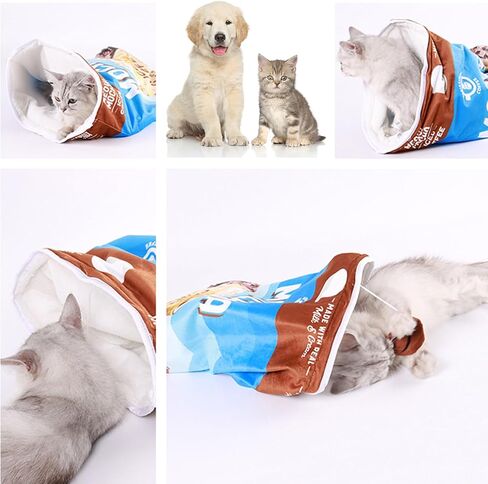 حقيبة نوم للقطط من HSSZXFR، سرير مريح لنوم الحيوانات الأليفة وحقيبة ترفيه للقطط مع تأثير الصدأ ولعبة كيس للقطط وسرير كهف in Kuwait