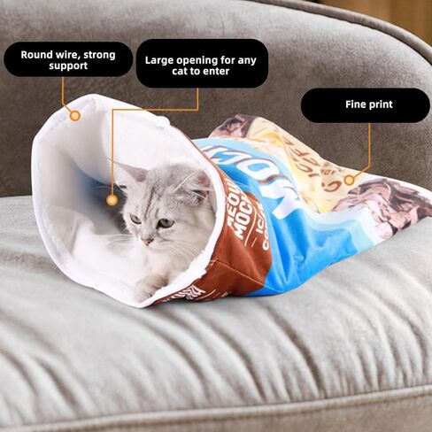 حقيبة نوم للقطط من HSSZXFR، سرير مريح لنوم الحيوانات الأليفة وحقيبة ترفيه للقطط مع تأثير الصدأ ولعبة كيس للقطط وسرير كهف in Kuwait