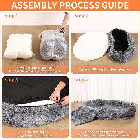 BASINBENBEN Pet Bed, Extra Large Dog Bed for Humans, Orthopedic Faux Fur Cover, Removable Washable in Saudi Arabia
