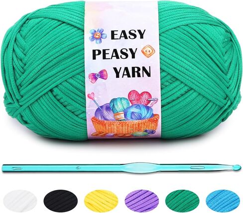 غزل للكروشيه، 300 جرام غزل أخضر داكن، غزل سهل، غزل كروشيه قطني للمبتدئين مع غرز سهلة الرؤية، غزل ناعم للمبتدئين في مجموعة الكروشيه in Kuwait