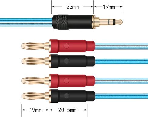 artcavs الموز إلى 3.5 ملم مقابس الموز إلى كابل 3.5 ملم 3.5 ملم إلى كابل توصيل الموز 6N OFC 2x100 AWG مطلي بالذهب 3.5 ملم قابس الموز 4X الموز إلى 3.5 ملم كابل مكبر الصوت (1 متر (3.3 قدم)، أزرق) in Kuwait