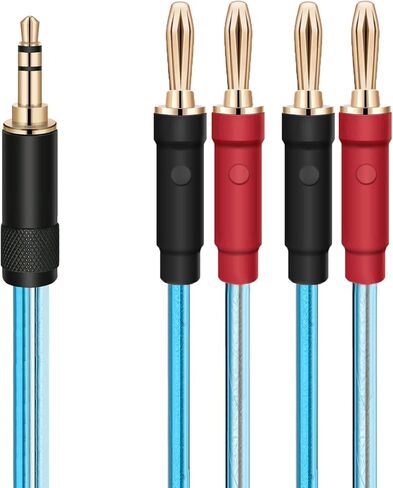 artcavs الموز إلى 3.5 ملم مقابس الموز إلى كابل 3.5 ملم 3.5 ملم إلى كابل توصيل الموز 6N OFC 2x100 AWG مطلي بالذهب 3.5 ملم قابس الموز 4X الموز إلى 3.5 ملم كابل مكبر الصوت (1 متر (3.3 قدم)، أزرق) in Kuwait