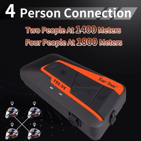 نظام اتصال داخلي لخوذة الدراجات النارية من EuroFone، سماعة بلوتوث للدراجات النارية بطول 1800 متر، سماعة رأس متعددة الوظائف لخوذة الدراجة النارية مع خاصية إلغاء الضوضاء/موسيقى ستيريو/راديو FM in Kuwait