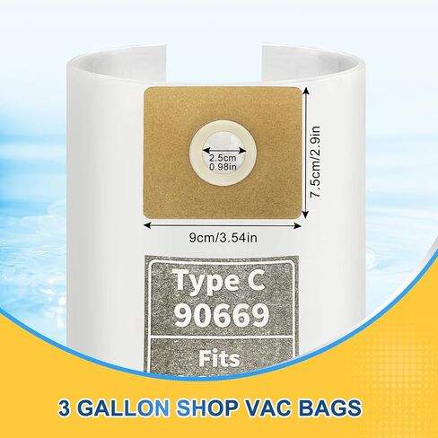 KEEPOW Shop Vac Bags 3 Gallon, Type C 90669 9066900 9066933 All Around Collection Bag, Vacuum Filter Bags (4 Pack) in Kuwait