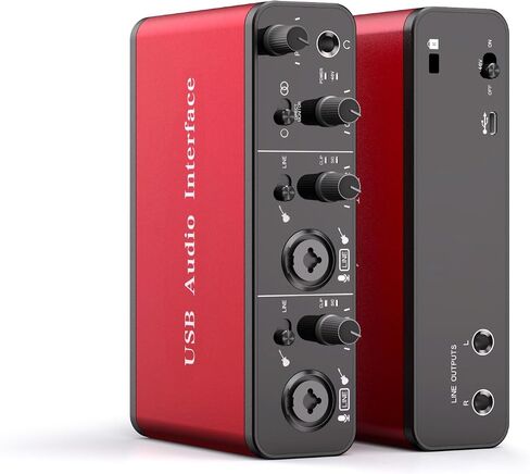 YDMADE USB audio interface for recording podcasts and streaming media, professional recording plug-and-play, XLR power, red audio interface, noiseless in Saudi Arabia