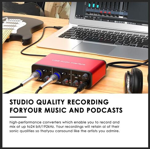 YDMADE USB audio interface for recording podcasts and streaming media, professional recording plug-and-play, XLR power, red audio interface, noiseless in Saudi Arabia