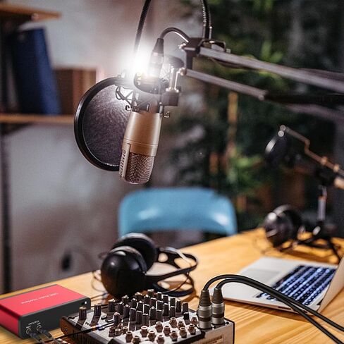 YDMADE USB audio interface for recording podcasts and streaming media, professional recording plug-and-play, XLR power, red audio interface, noiseless in Saudi Arabia