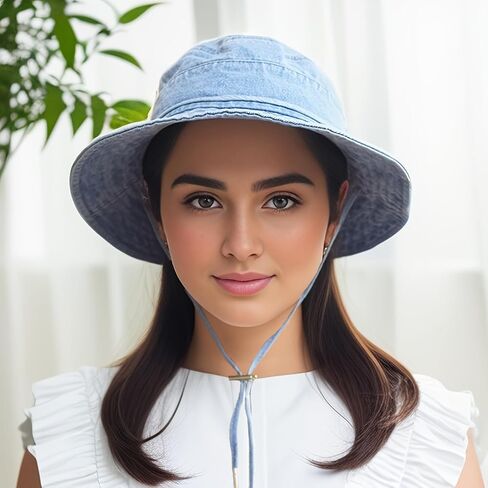 AICHUAN Bucket Hat for Women Men Wide Brim Sun Hat Packable Cotton Denim Summer Beach Travel Outdoor Fishing Cap in Saudi Arabia