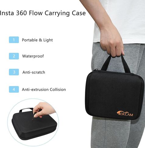 حقيبة حمل TEKCAM متوافقة مع Insta360 Flow Gimbal Stabilizer حافظة تخزين واقية مقاومة للصدمات وحقيبة تخزين محمولة للهواتف الذكية، حافظة سفر صلبة، حامل ثلاثي القوائم، أسود in Kuwait