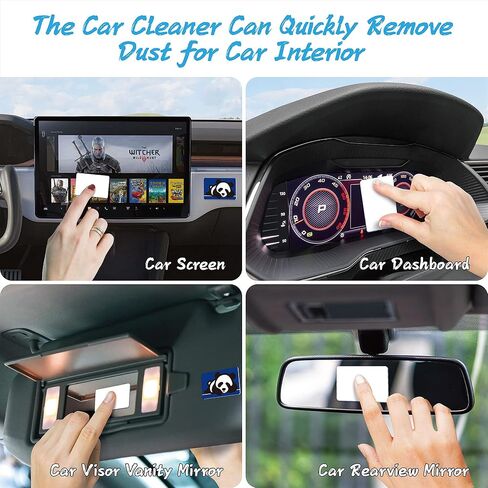 Car Screen Cleaner Wipes, Reusable Car Interior Cleaning Cloth Sticker Assecories for for Display, Sun Visor, Dashboard, Center Control, GPS Dust Detail Removal-Cute Design With Storage Box (10 Pack) in Saudi Arabia