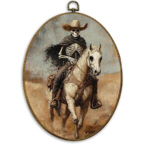 CUANFDDSF Vintage Rustic Farmhouse Oval Wall Art Decor, Rustic Moody Witch Broom Wall Hanging Decor, Gothic Witchy Country Framed Canvas Prints for Home Bedroom Living Room, 8.6x11.4 Inch in Kuwait