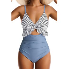 المرأة قطعة واحدة ملابس السباحة البطن التحكم كشكش المايوه انقطاع الخامس الرقبة المايوه Ruched التخسيس ملابس السباحة in Kuwait